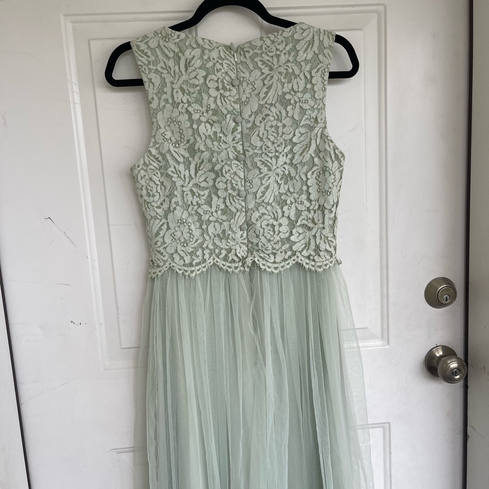 JJ’s house Sage bridesmaid tule dress thick floral lace - Picture 5 of 12